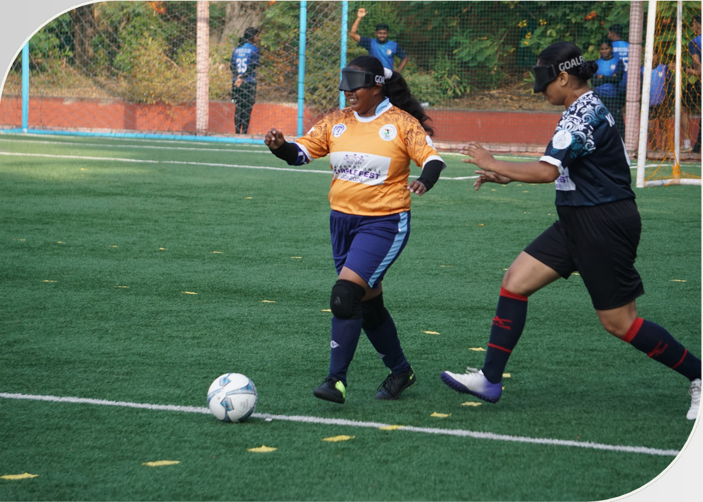 blind women playing football